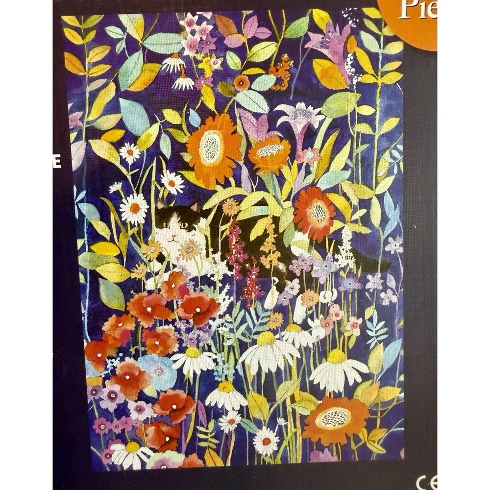 GARDEN CAT  Floral 1,000 PIECE JIGSAW PUZZLE By Inc. Peter Pauper Press 2019